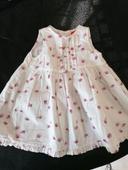 Robe été blanche à fleurs rose 6 mois