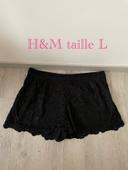 Short à dentelle noir taille haute doublé H&M taille L