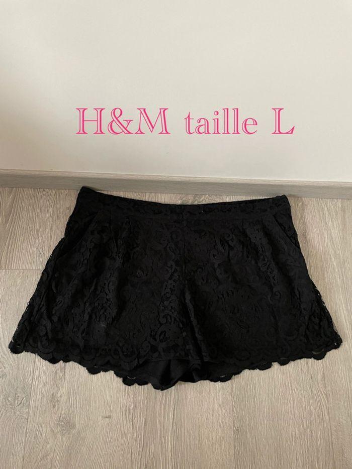 Short à dentelle noir taille haute doublé H&M taille L - photo numéro 1