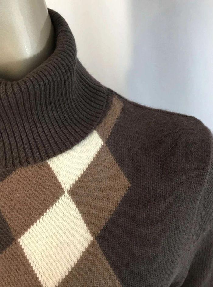 Pull à  damier  marron taille 36  S - photo numéro 3