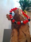 Bracelet perles rouges et noires