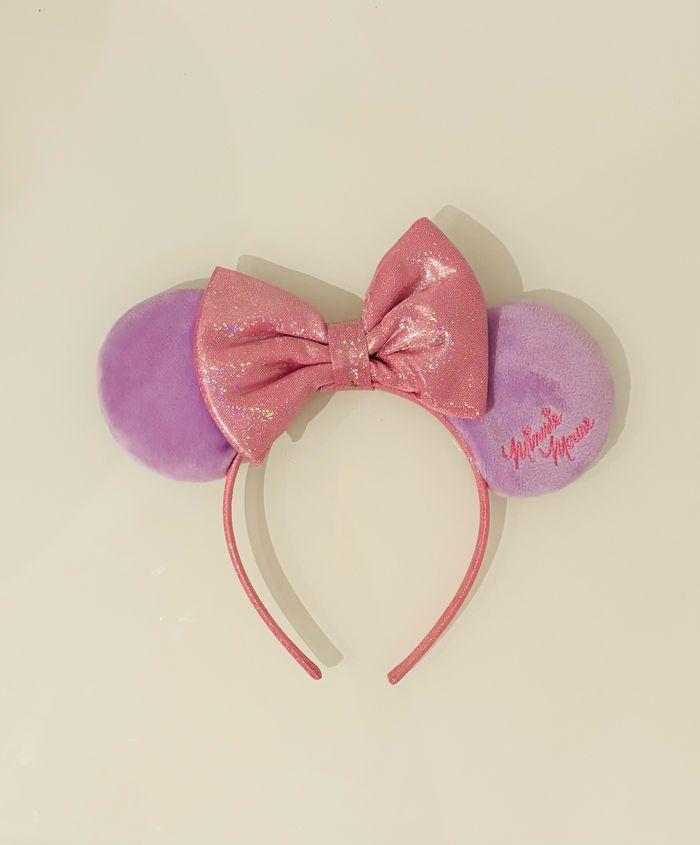 Disney serre tête oreilles paillettes Minnie Mouse rose mauve Ears headband Princesse Déguisement Carnaval Halloween Disneyland Vaiana Belle Cendrillon Ariel Elsa Anna Frozen robe lot SOP77 - photo numéro 1