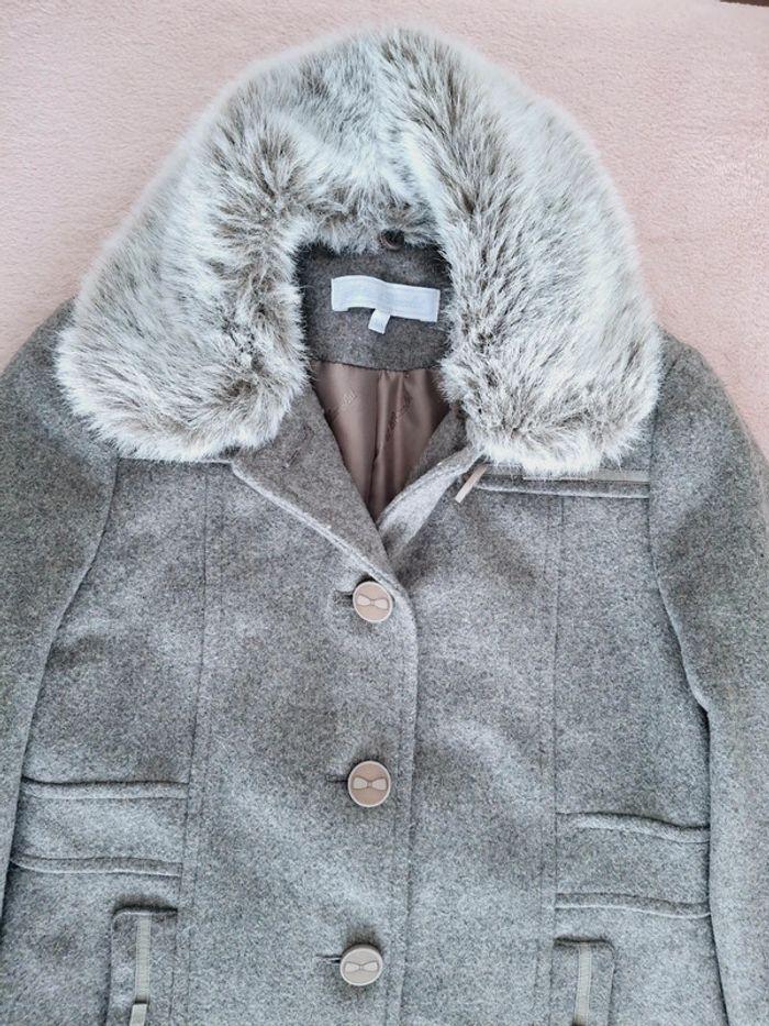 Manteau Tartine et Chocolat 8 ans gris en laine avec col fausse fourrure amovible - photo numéro 2