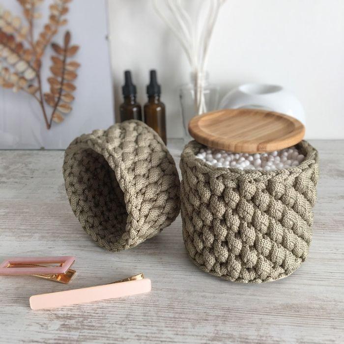 Cadeau Noël, paniers de salle de bain, pots de maquillage table chevet - photo numéro 4