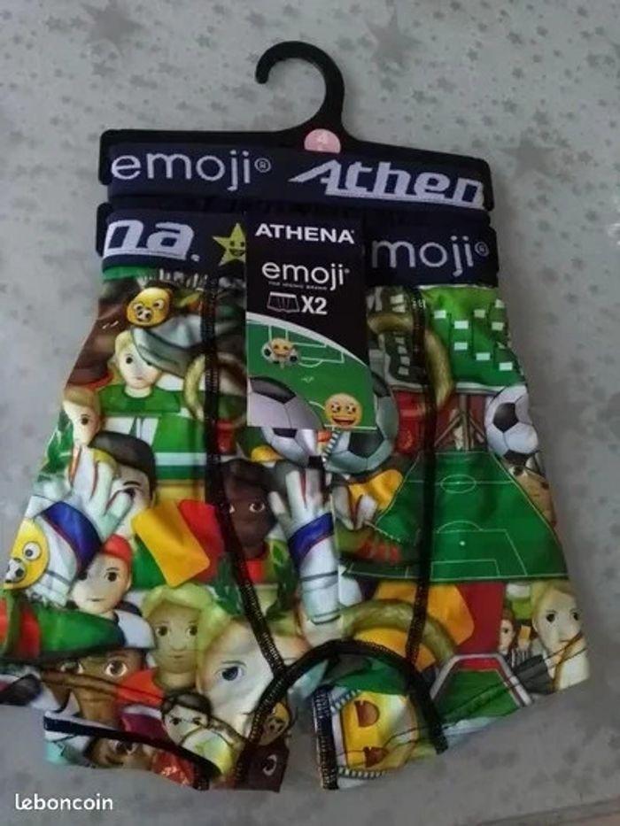 Lot de 2 boxers Athena Emoji bleu et print euro taille 4 (L) neufs avec étiquette - photo numéro 1