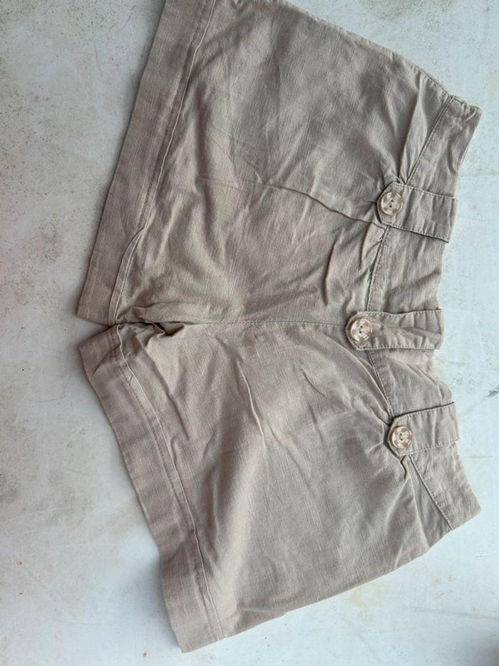 Short beige femme lin - photo numéro 3