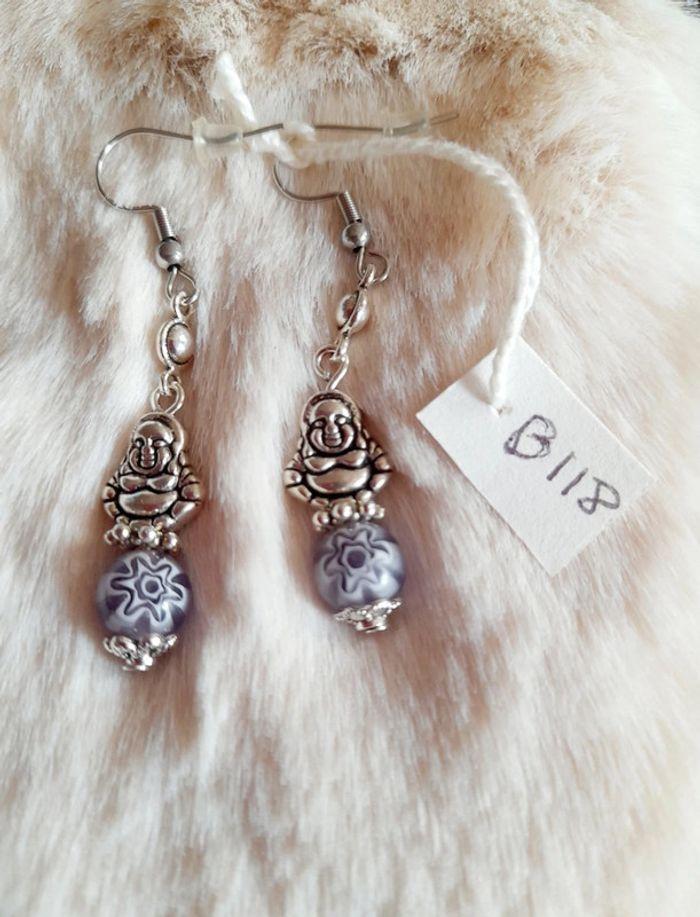 Boucles d'oreilles bouddha ethnique hippie bohème elfique médiéval angélique