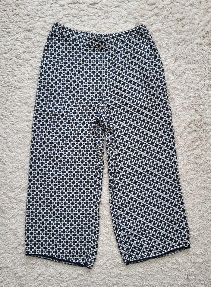 Pantalon large Zara à motifs marine/écru Taille M - photo numéro 2