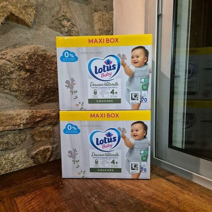 Lot 2 cartons Lotus Baby Taille 4+ : 140 Couches - photo numéro 2