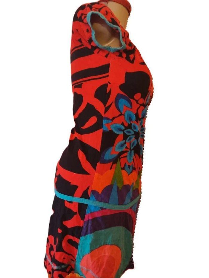 Robe rouge noir multicouleurs coton du monde Taille 40 - photo numéro 2