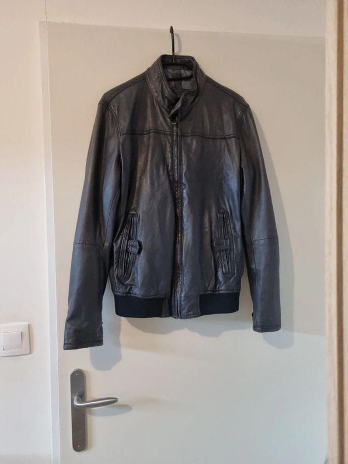 Blouson en cuir homme taille s massimo dutti - photo numéro 1