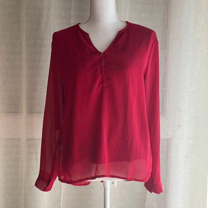 Blouse rouge bordeau transparente - photo numéro 1