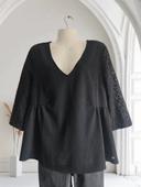 Blouse noire manches 3/4 - dentelle - Bonobo