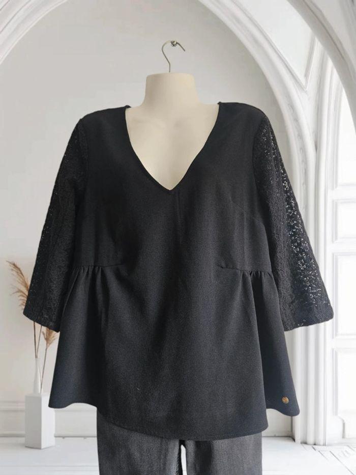 Blouse noire manches 3/4 - dentelle - Bonobo - photo numéro 1