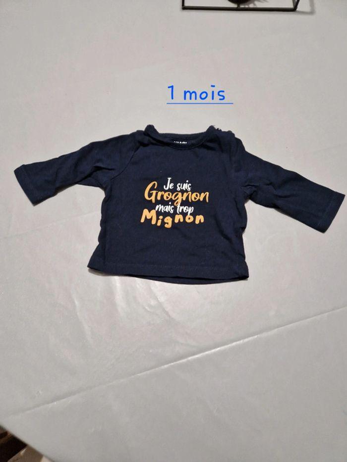 Tee shirt longue manche 1 mois - photo numéro 1