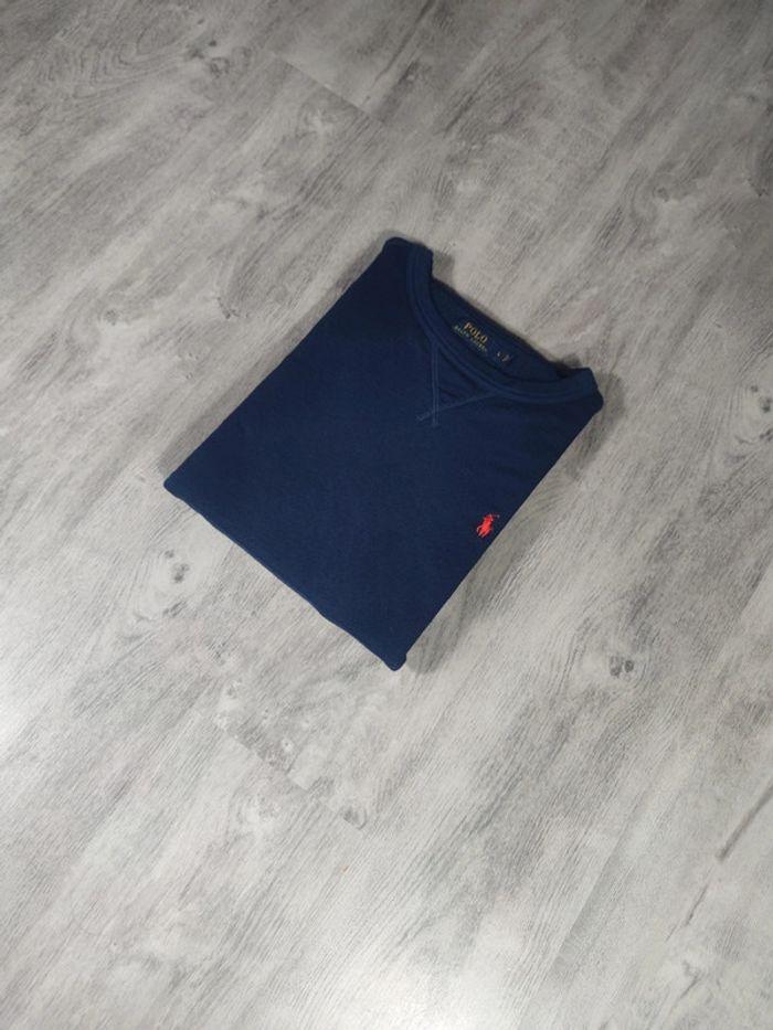 Pull Crewneck Ralph Lauren Léger Bleu Marine Logo Brodé Orange Taille L Homme - photo numéro 2