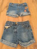 2 shorts en jean 12 mois fille