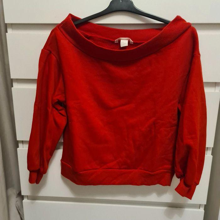 Sweat H&M col large rouge 36/S - photo numéro 1