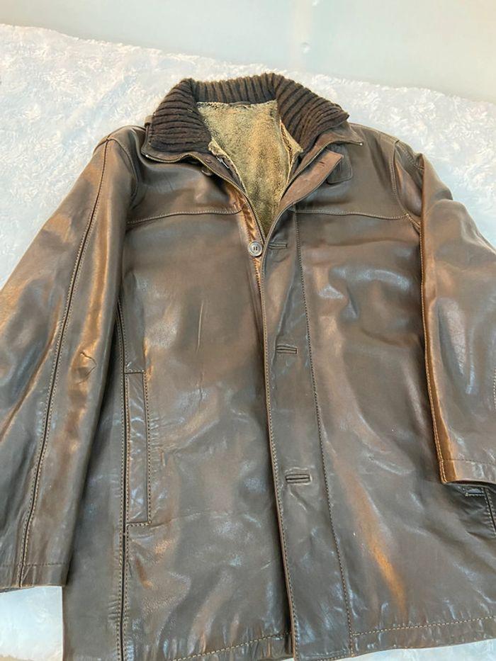 Veste en cuir fourrée (amovible) marron Milestone T 48 TBE - photo numéro 1