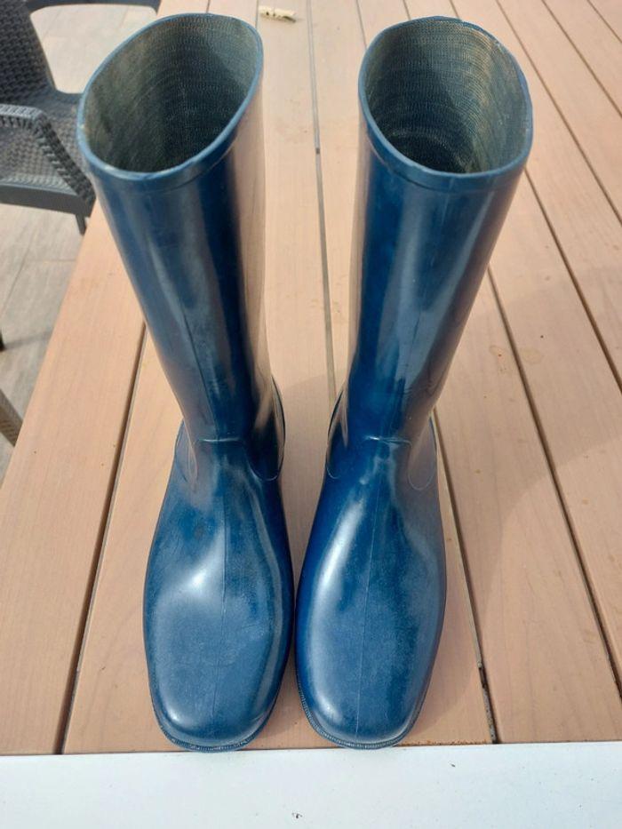 Botte de pluie caoutchouc  bleu vintage - photo numéro 1