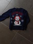 Pull-over bleu décor Noël