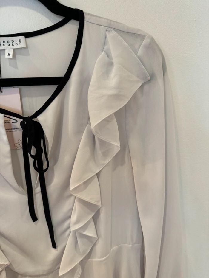 Blouse Claudie Pierlot blanche évasée Taille 38 - photo numéro 6