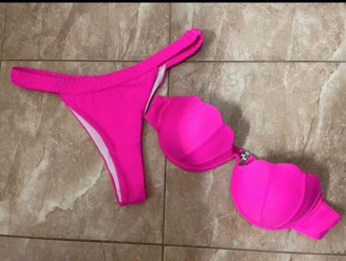 Maillot de bain 2 pièces rose fluo - photo numéro 2