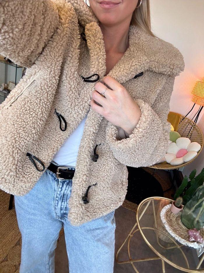 Veste Zara teddy beige, taille XS oversize, neuve - photo numéro 4