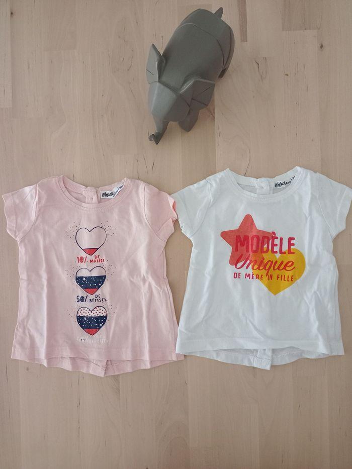 Lot de 2 tee shirts manches courtes bébé fille taille 3 mois  GEMO