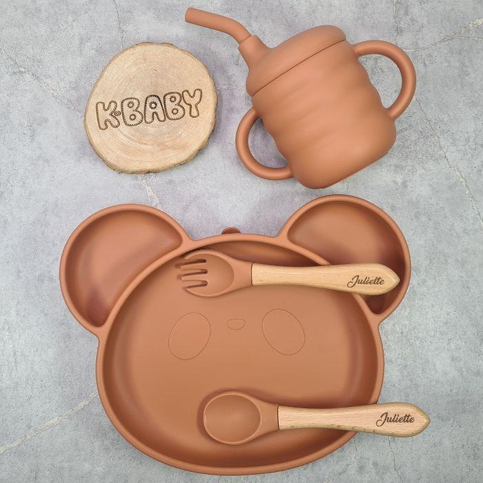 Coffret repas bébé, assiette ventouse, couvert personnalisé, tasse. - photo numéro 5