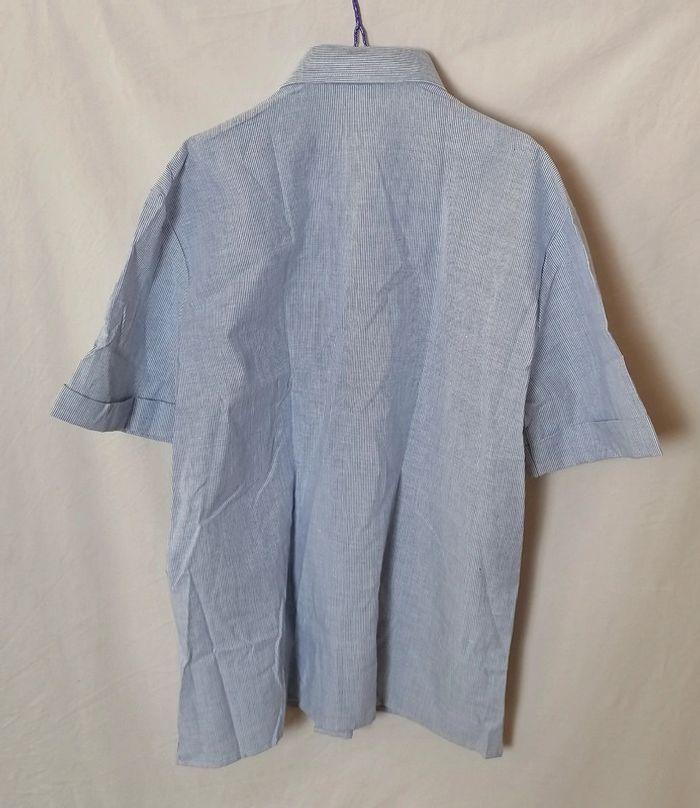 Chemise manches courtes à rayures fines JLD bleu et blanc taille 42 ou XL - photo numéro 12