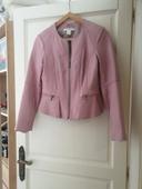 blouson cuir rose