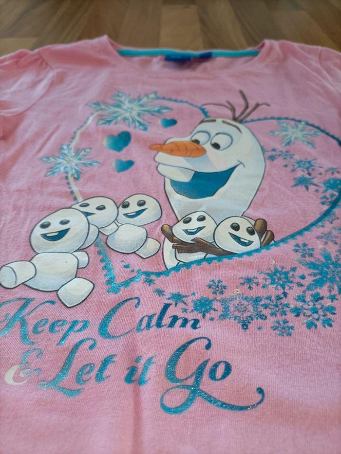 Tee-shirt rose reine des neiges Olaf 6 ans - photo numéro 5