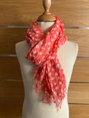 Joli Foulard Cheich Corail/blanc