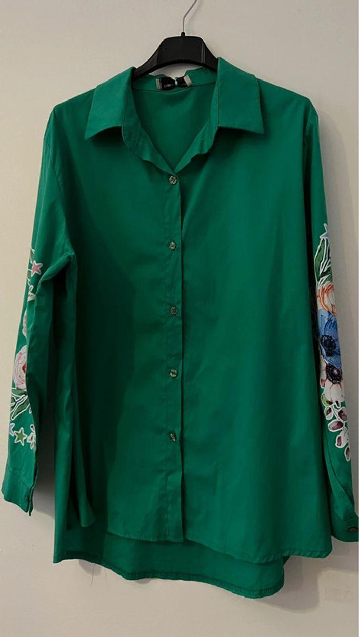 Chemise verte manches imprimées 👗 - photo numéro 3