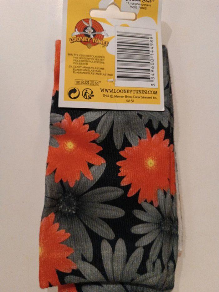 Chaussette sock 36 41 titi tweety Warner Looney Tunes toons fleur flower cartoon orange gris noir - photo numéro 7