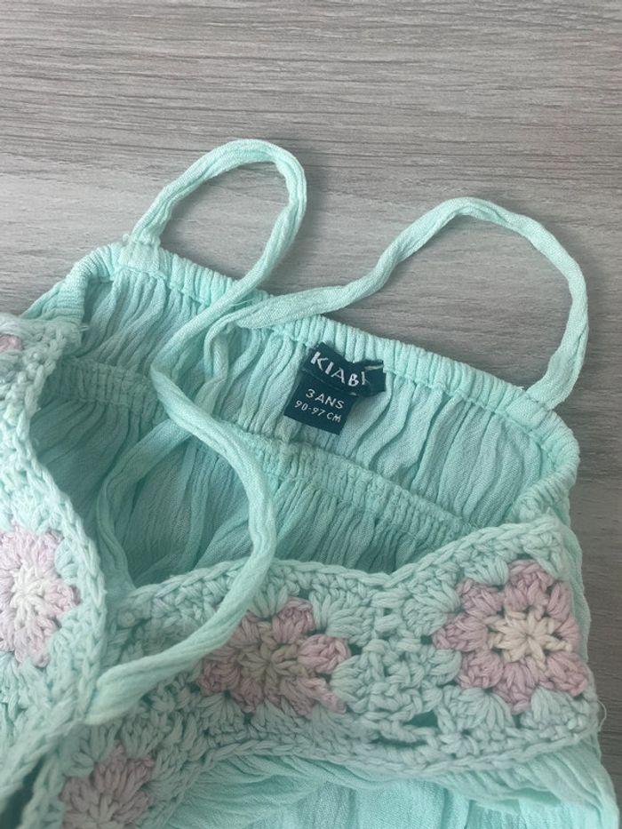 Robe gaufré turquoise à fleurs en tricot rose kiabi bb 3 ans - photo numéro 6