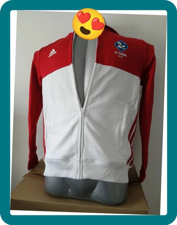 Gilet zippé Adidas rouge et blanc taille 13/14 ans - photo numéro 3