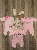 3 pyjamas velours naissance fille