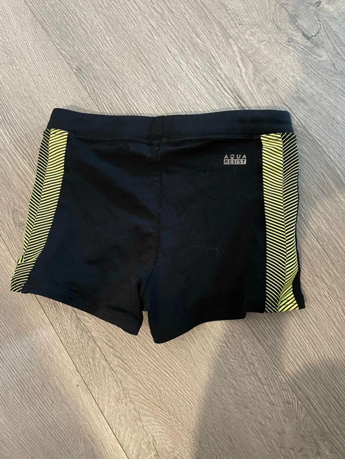 Caleçon maillot de bain noir bande gris et jaune fluo nabaiji taille 10 ans - photo numéro 4