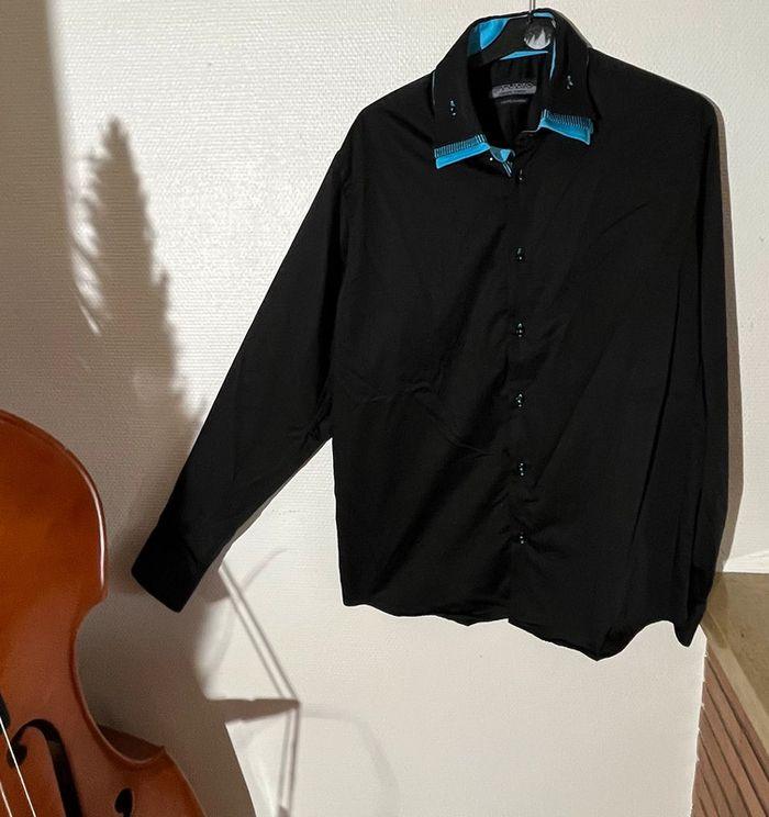 Chemise noire et turquoise Armand Thiery taille XXL - photo numéro 1