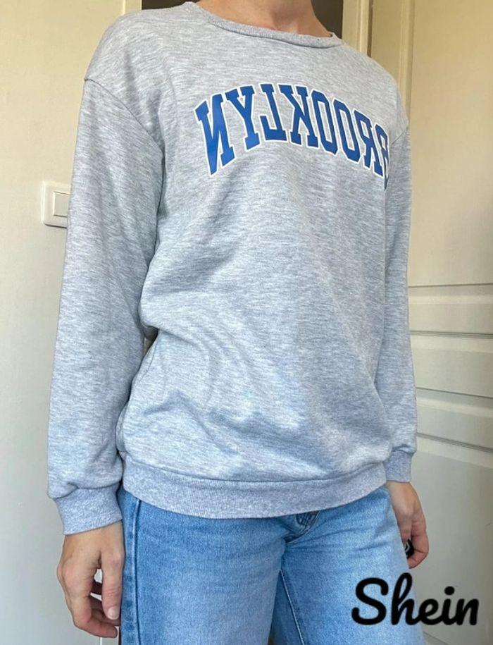 Sweat long gris 'Brooklyn' Shein - Style Université, Taille 36, Très bon état💖 - photo numéro 1