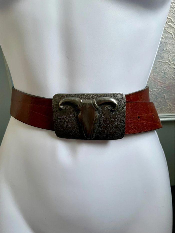 Ceinture vintage western véritable cuir - photo numéro 1