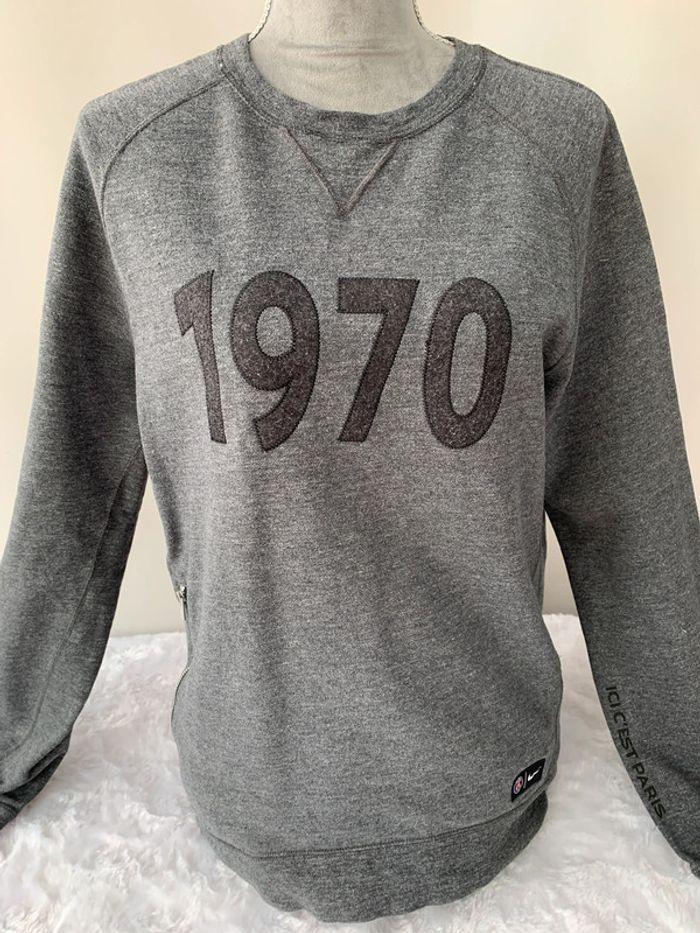 Sweat Sweatshirt pull gris 1970 PSG Nike Taille M tbe - photo numéro 8