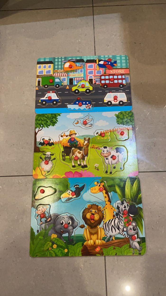 Lot de 3 puzzles en bois - photo numéro 1