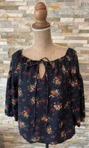 Blouse fleurie manches 3/4 taille M