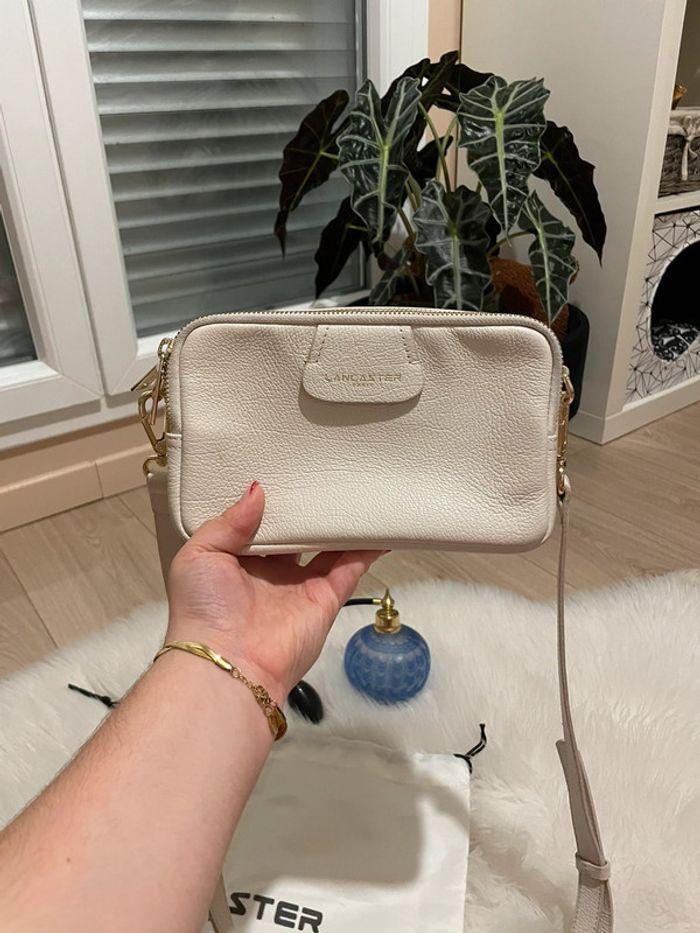 Sac Lancaster trotteur Dune cuir blanc cassé crème bandoulière cross body - photo numéro 2