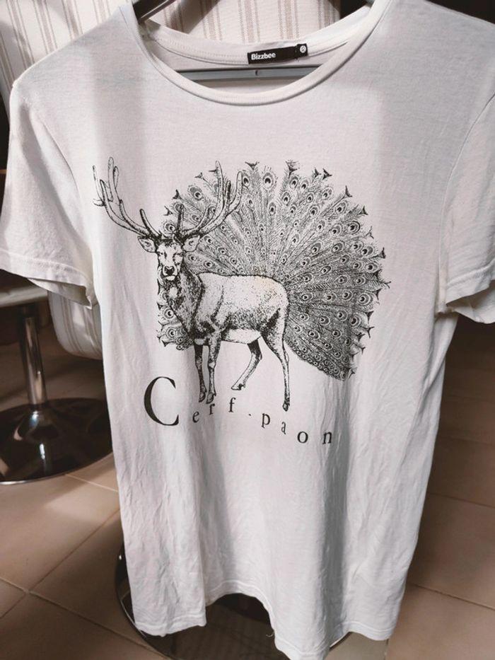 T-shirt blanc - XS - Cerf-Paon - photo numéro 1