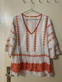 Blouse blanche et orange taille S