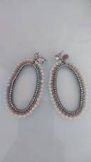 Boucles d'oreilles perles et strass ovales